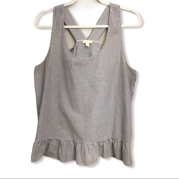 Charming Charlie Bow-Back Striped Ruffle Hem TopXL - Picture 1 of 9